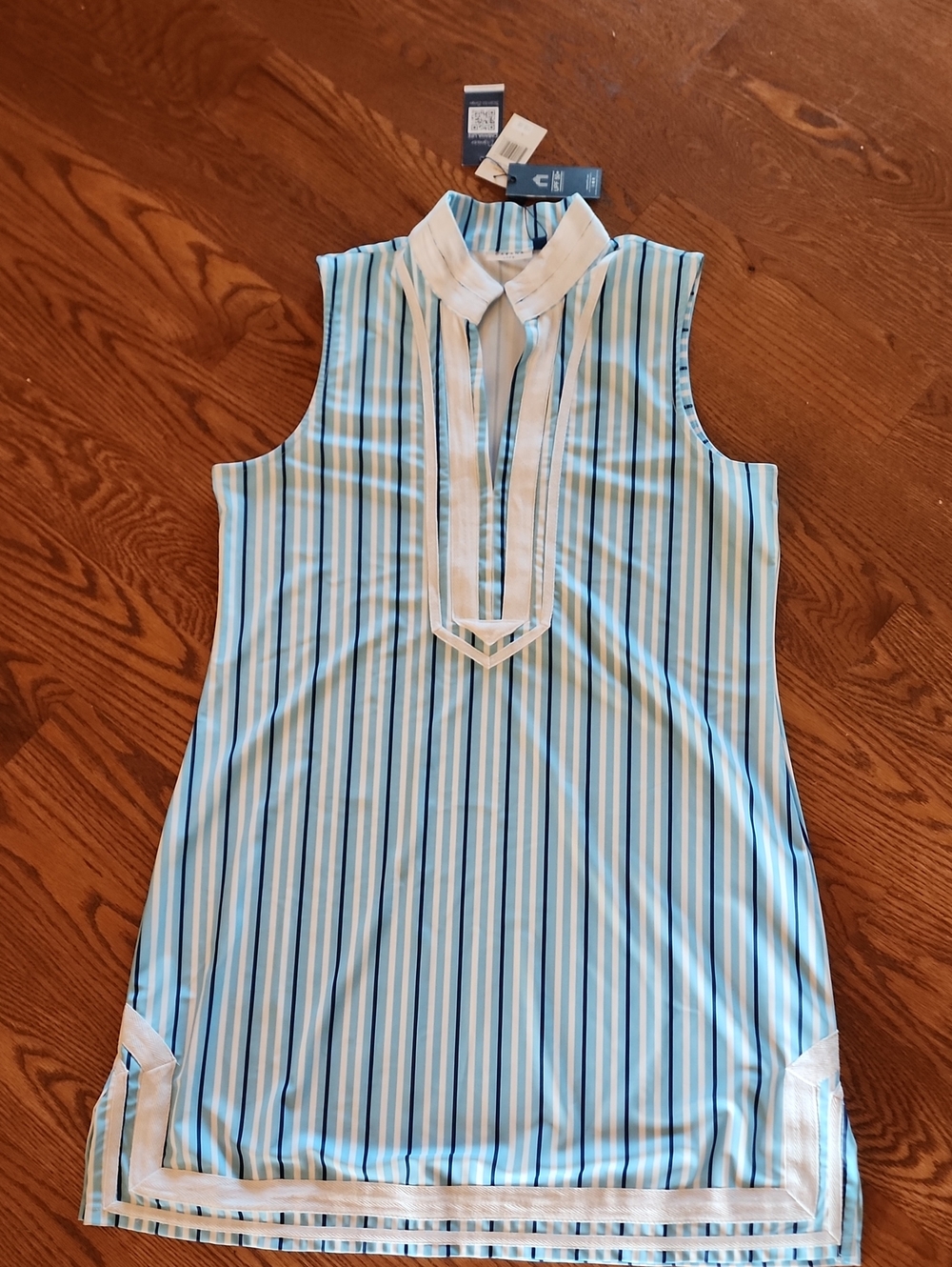 Cabana Life Blue & White Striped Tunic with Contrast Trim UPF 50